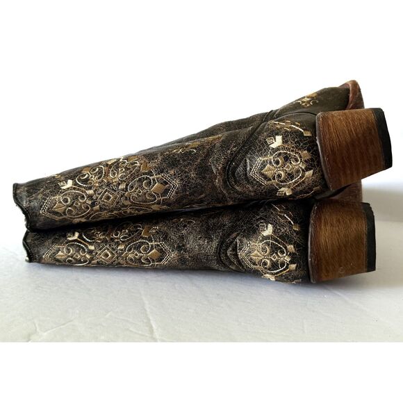 Circle G Marietta Brown Distressed Leather Embroidered Cowboy Snip Boot Sz 8.5 M - Picture 5 of 11